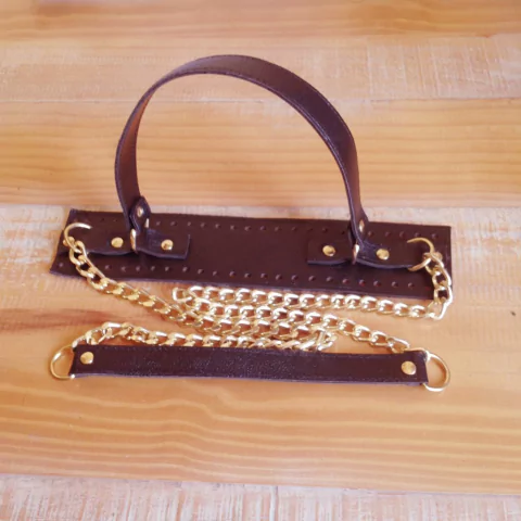 Alça Carteiro couro corrente café