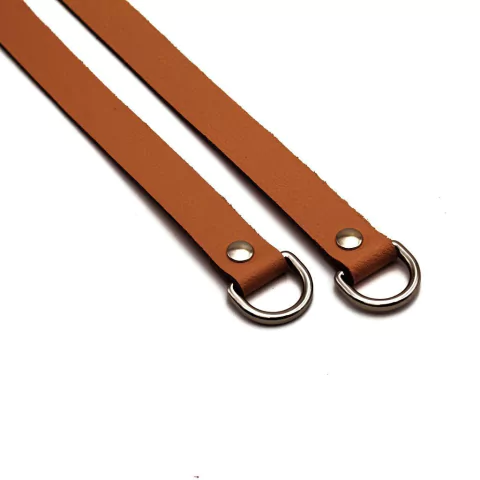 Alça meia argola couro caramelo