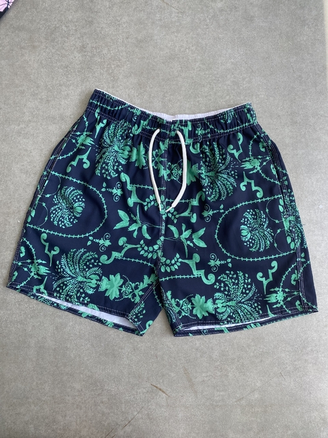 Shorts Tactel Azul Marinho com Verde