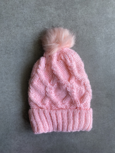 Gorro Tricot Rosa Forrada