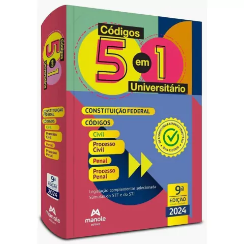 Códigos 5 Em 1 Universitário - Constituição Federal, Código Civil, Processo Civil, Código Penal, Processo Penal