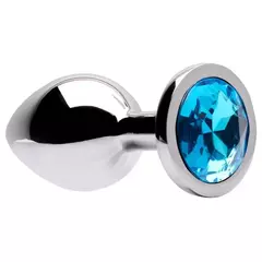 Plug Anal Metal Com Pedra M - Azul Céu