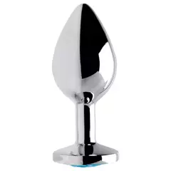 Plug Anal Metal Com Pedra M - Azul Céu - comprar online