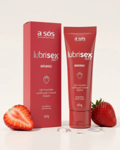 Gel Lubrificante Beijável com Aquecimento Lubrisex Morango Hot - 60g