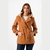 SACO CORTO CON CAPUCHA DESMONTABLE Y PIEL DE PAÑO CAMEL