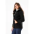 SACO CORTO CON CAPUCHA DESMONTABLE CON PIEL DE PAÑO NEGRO - comprar online