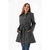 TRENCH COAT LARGO CON LAZO GRIS OSCURO
