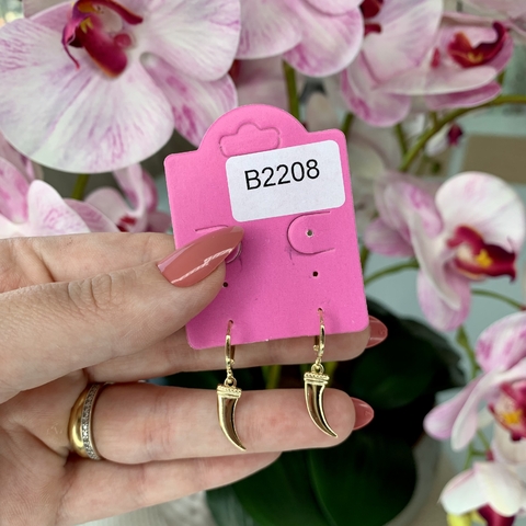 B2208 brinco argolinha amuleto banhado a ouro 18k