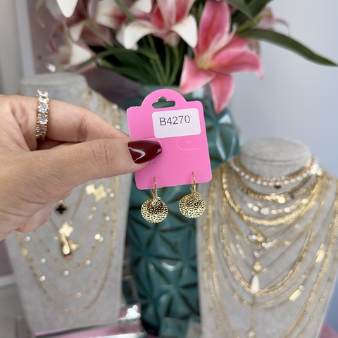 B4270 brinco argolinha tripla banhado a ouro 18k