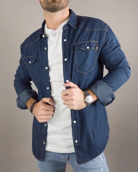 CAMISA JEANS BASIC AZUL