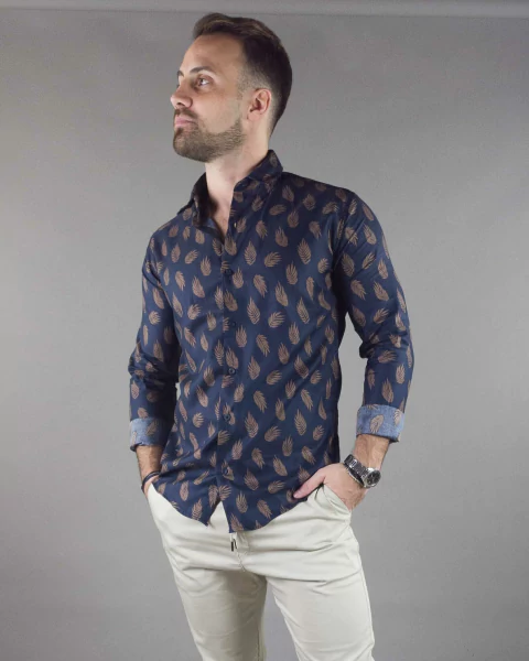 CAMISA MALVA AZUL