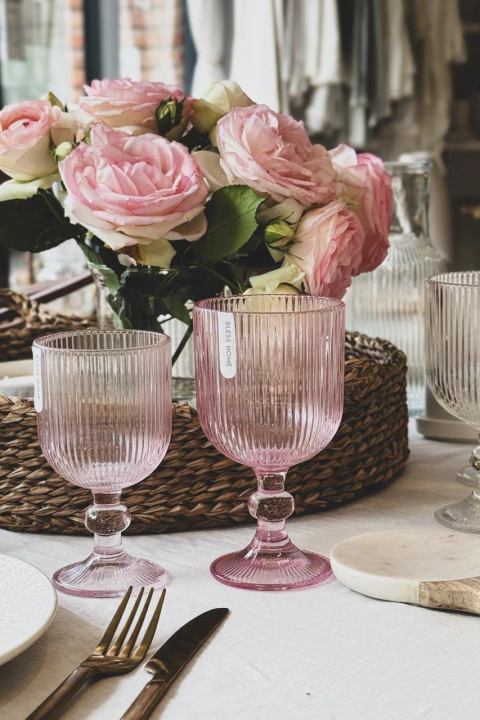 Copa vidrio Rosa set x 6 - comprar online