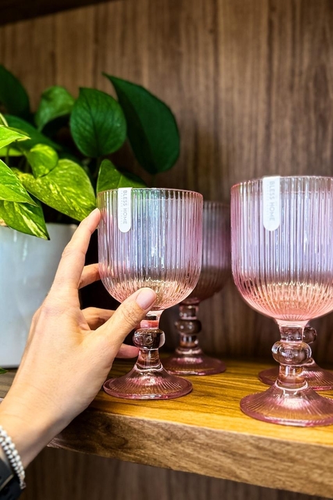 Copa vidrio Rosa set x 6 - comprar online