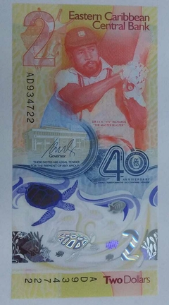 Caribe - Cédula de 2 dolares em polimero - Comemorativa - F.E.