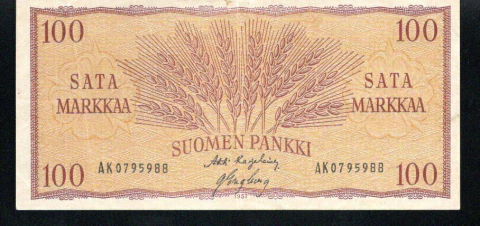 Finlândia - Cédula de 100 markkaa 1957 - MBC