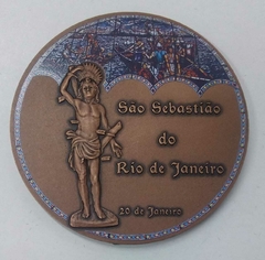 Medalha de bronze de São Sebastião do Rio de Janeiro - Santuário Basílica dos Frades Capuchinhos.