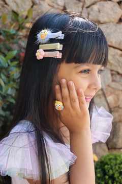 Trio Hair clip Abelinha - Fita e Flor 