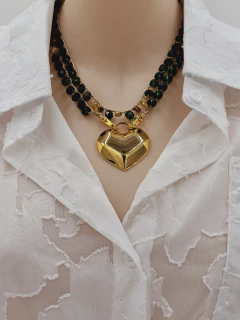 Colar Coração Diamante Dourado -  Pedras de Luz ® Colares artesanais de cristal e pedras naturais.