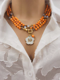 Colar Madrepérola Natural Coral