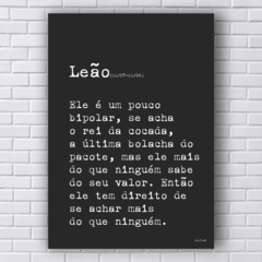 Placa frase signo leão