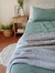Pack Cubre Edredón Reversible VERDE SECO + Manta y Fundas de almohadas - Indiga Deco Serrana