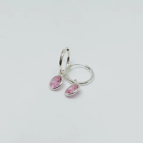 Aros Argolla con Dije Cristal Rosa 13mm