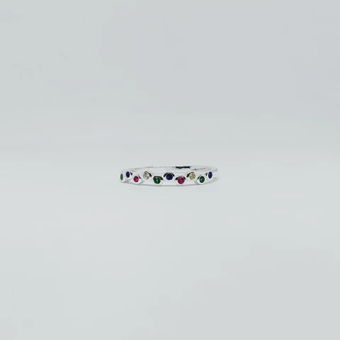 Anillo con Piedras de Colores Plata 925 y Piedras 