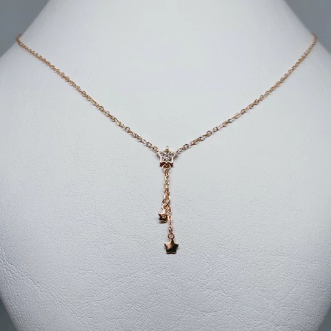 Cadena Rose con Dije estrella con Piedras plata 925