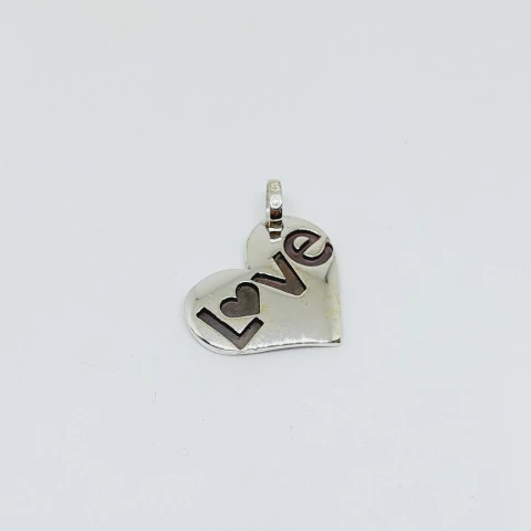 Dije Corazón Calado LOVE plata 925