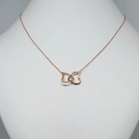 Cadena Rose con Dije Corazones Enlazados