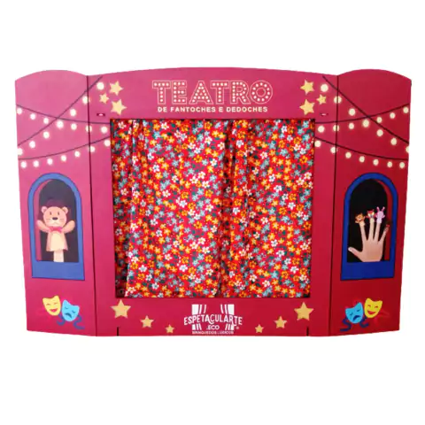 Teatro de Mesa para Dedoches e Fantoches Dobrável Em Mdf Grande