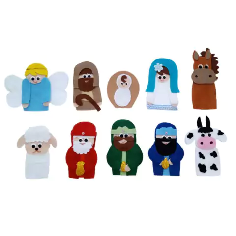 Kit de Dedoches O Nascimento de Jesus com 10 Peças