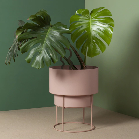 SET MACETA CON PIE DE METAL GRANDE