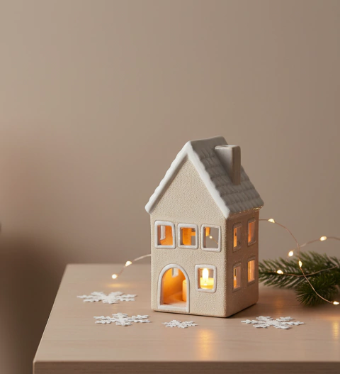 ADORNO CASITA PARA VELA CERAMICA 12,5CM - comprar online