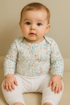 Conjunto de bebé conejos y flores en internet