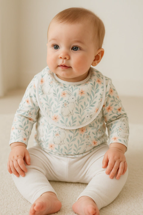 Conjunto de bebé conejos y flores - comprar online