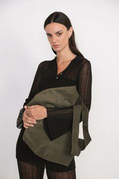 Pre Venta Cartera Nuria I Gamuza Verde Militar - tienda online