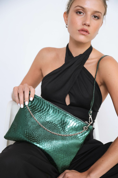 Bandolera Malibu Lagarto Verde Metalizado