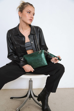 Bandolera Ginebra Crocco Verde W/Snake - tienda online