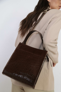 Pre Venta Cartera Box Crocco Marrón Chocolate