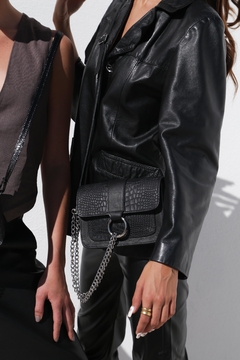 Bandolera Tónica Negro Lisa c/Crocco Opaco - comprar online