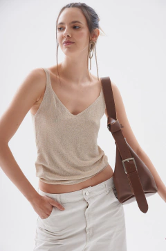 Cartera Naíma I Tabaco Graneado C/Correa Lisa - BY SOFIA