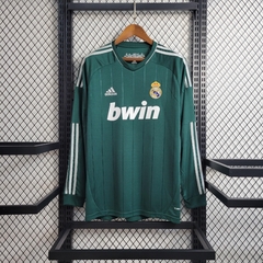 real-madrid-adidas-retro-2012-2013-third-terceiro-terceira-3-verde-escuro-manga-longa-cumprida-liga-dos-campeoes-champions-league-patrocinios-patrocinadores-patches-patch-torcedor-torcedores-futebol-masculino-masculina-frete-gratis-envio-campeonato-intern