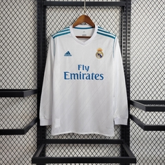 real-madrid-adidas-retro-2017-2018-home-titular-1-casa-branco-branca-manga-longa-cumprida-liga-dos-campeoes-champions-league-patrocinios-patrocinadores-patches-patch-torcedor-torcedores-futebol-masculino-masculina-frete-gratis-envio-campeonato-internacion