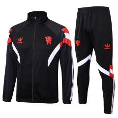 conjunto-agasalho-de-treino-do-manchester-united-adidas-2024-2025-24-25-preta-vermelho-e-branco-zíper-pré-jogo-aquecimento-treino-treinamento-zíper-completo-jaqueta-casaco-corta-vento-inverno-frio-chuva-calça-calção-fresco-academia-treinar-comprar-online