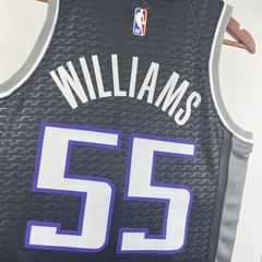 sacramento-kings-jordan-fox-williams-queta-preta-cinza-conferencia-leste-oeste-statement-edition-swingman-masculina-masculino-regata-regatas-basquete-time-nba-uniforme-camisa-camiseta-blusa-roupas-roupa-jersey-jerseys-confortavel-oficial-original-licencia