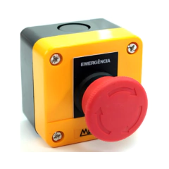 Caixa Plástica Amarela com um Botão Cogumelo de ø40mm NF Metaltex CP1-E