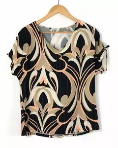 BLUSA Caroll 24657 DEC V DET DE AMARRAR NA MANGA VISCOSE SHINE - Loja de Roupas A Praça 