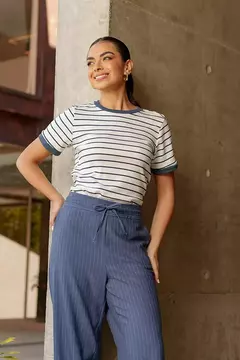 BLUSA Caroll 25030 LISTRADA MALHA CANELADA DET LISO - comprar online