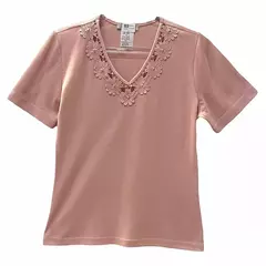 Blusa Mauricio 13903 13904 m/c com guipir malha canelada de algodao - Loja de Roupas A Praça 